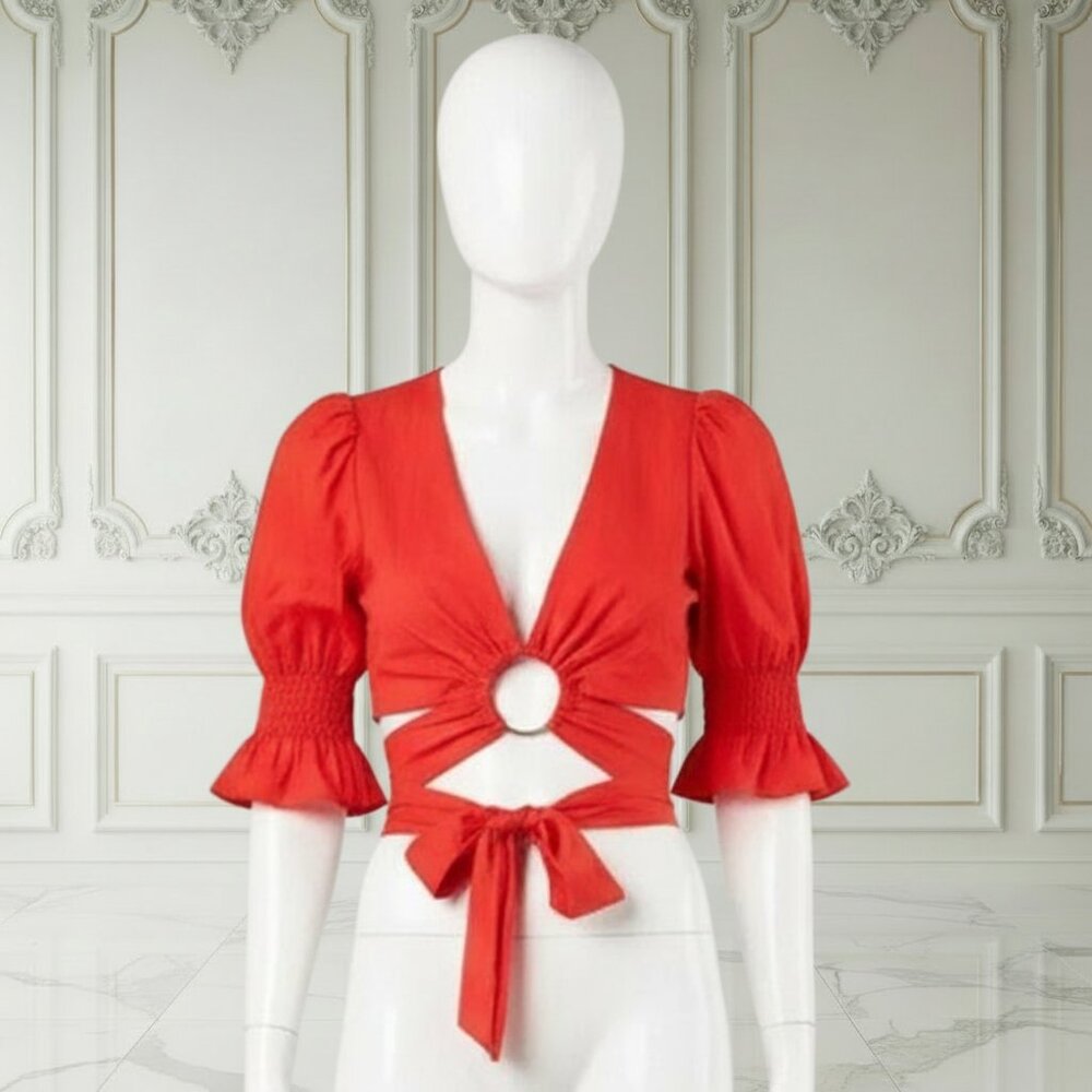 79. DO + BE Collection Wrapped Crop Top - Rust